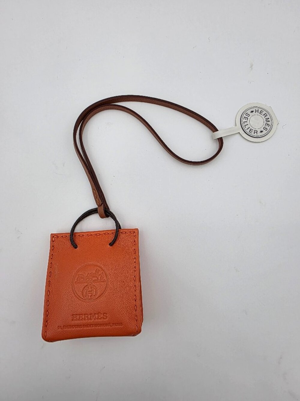 Hermès Milo Lambskin Shopping Bag Charm in Feu